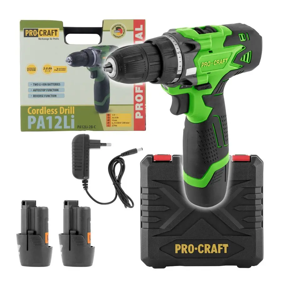 Procraft PA12Li 12V - akumulátorový šroubovák (s 2x 2,0 Ah akumulátory a nabíječkou)