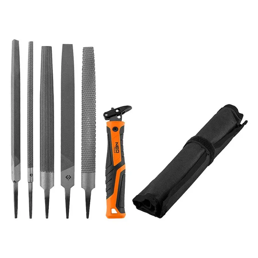 NEO TOOLS 44-652 sada pilníků dílenských 200mm s výměnnou rukojetí 5+1ks