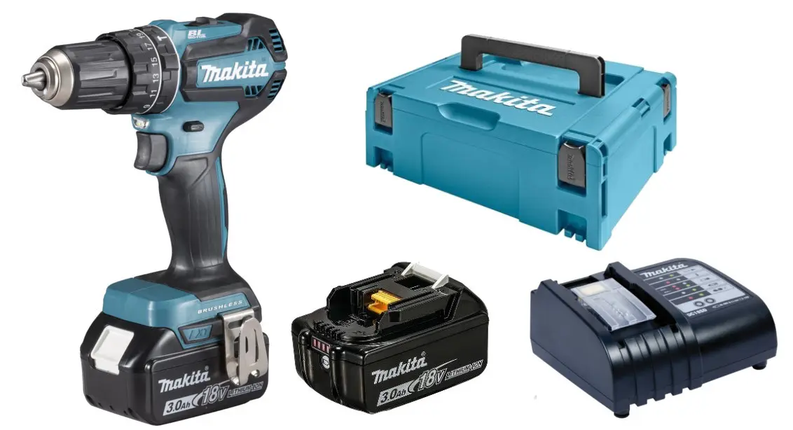 Makita - 18V AKU vrtačka s příklepem, 2x aku Li-ion LXT 3,0 Ah, nabíječka DHP485SFJ