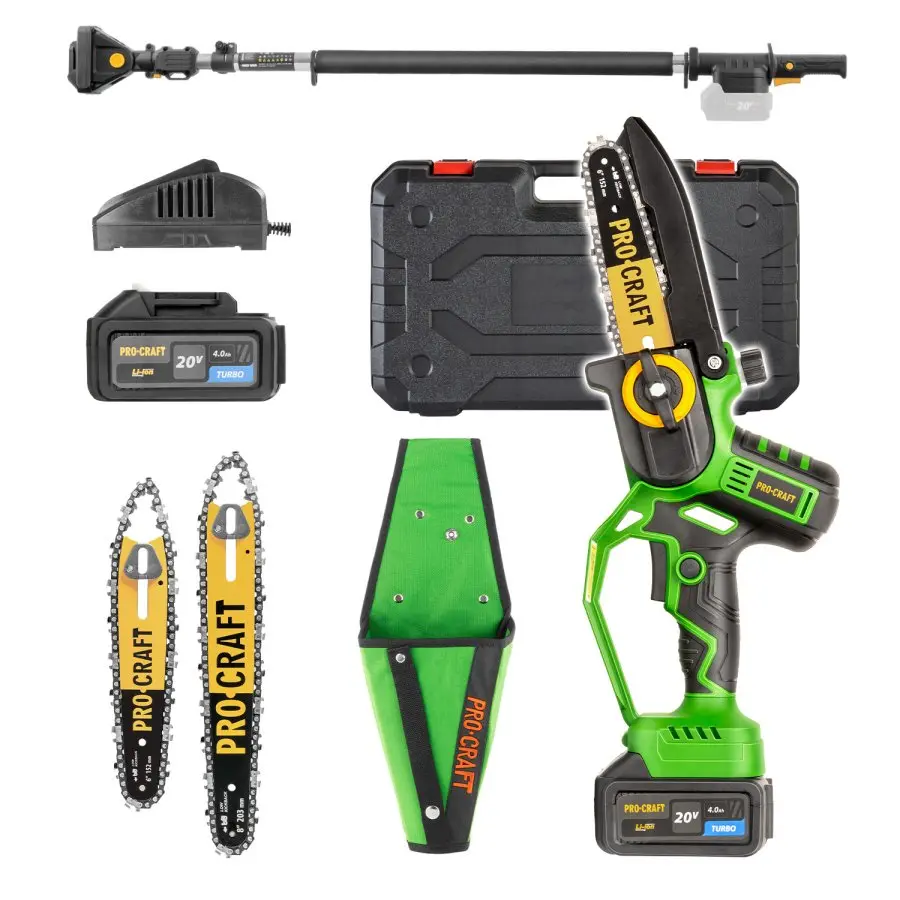 PROCRAFT PKA32LiP/EP2.0R jednoruční aku řetězová pila 15+20cm LiIon 20V 1x 4Ah + nástavec