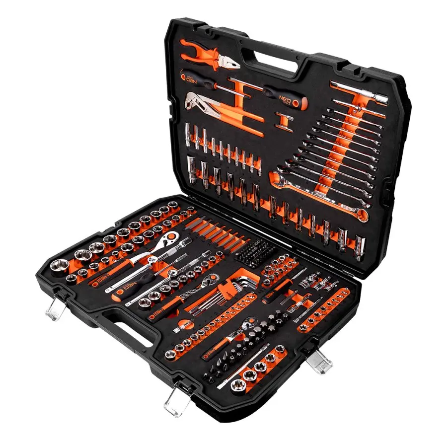 NEO TOOLS 10-078-1 gola sada 1/2", 3/8, 1/4" milimetry a palce 233 dílů, EVA pěna