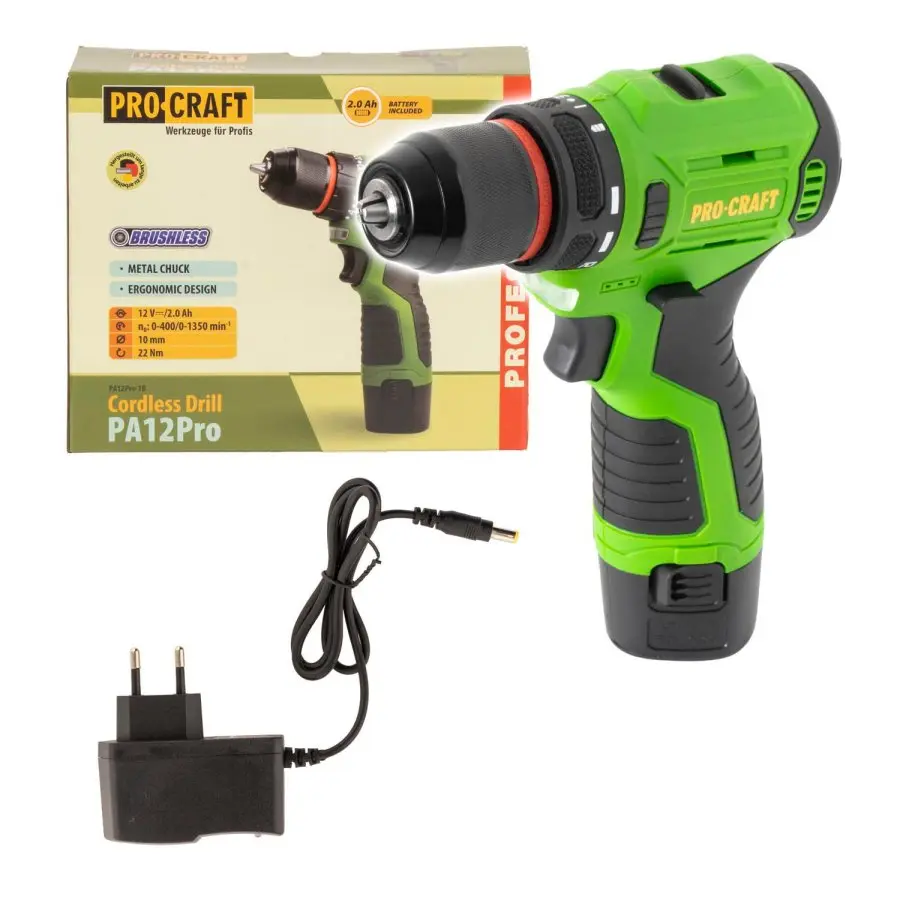 PROCRAFT PA12Pro-1B vrtací aku šroubovák LiIon 12V 1x 2Ah