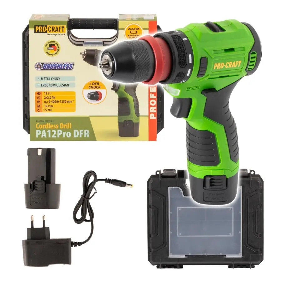 Procraft PA12Pro 12V - akumulátorový šroubovák (s 2x 2,0 Ah akumulátory a nabíječkou)