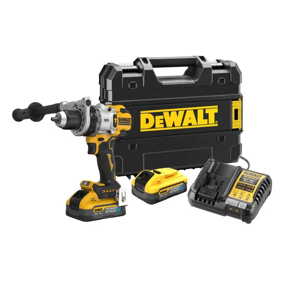 DeWALT - 18V AKU vrtačka s příklepem, 2x aku 5,0 Ah XR POWERSTACK, nabíječka DCD1007H2T