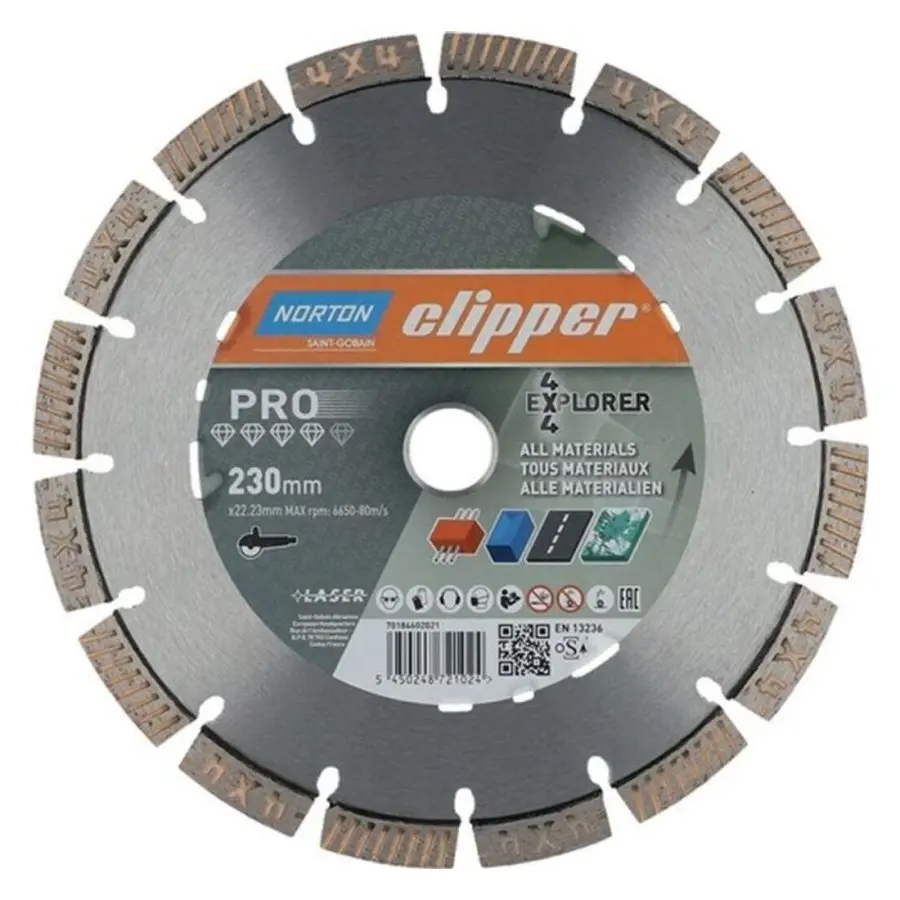 NORTON clipper 230x22.23mm diamantový řezný kotouč 4X4 EXPLORER ALL MATERIALS 70184602021