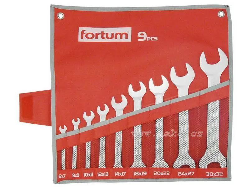 Sada plochých klíčů (9ks) FORTUM 61CrV5 6-32 mm