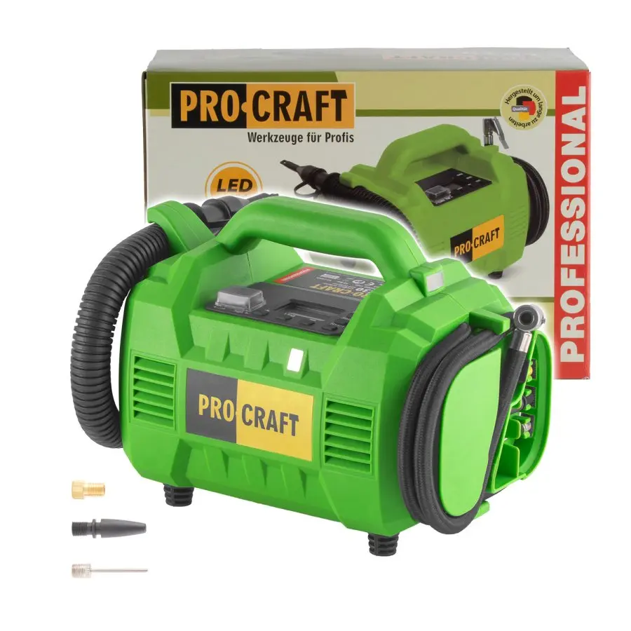 Procraft LK30 20V - akumulátorový kompresor s vyfukovací pistolí (bez akumulátoru a nabíječky)