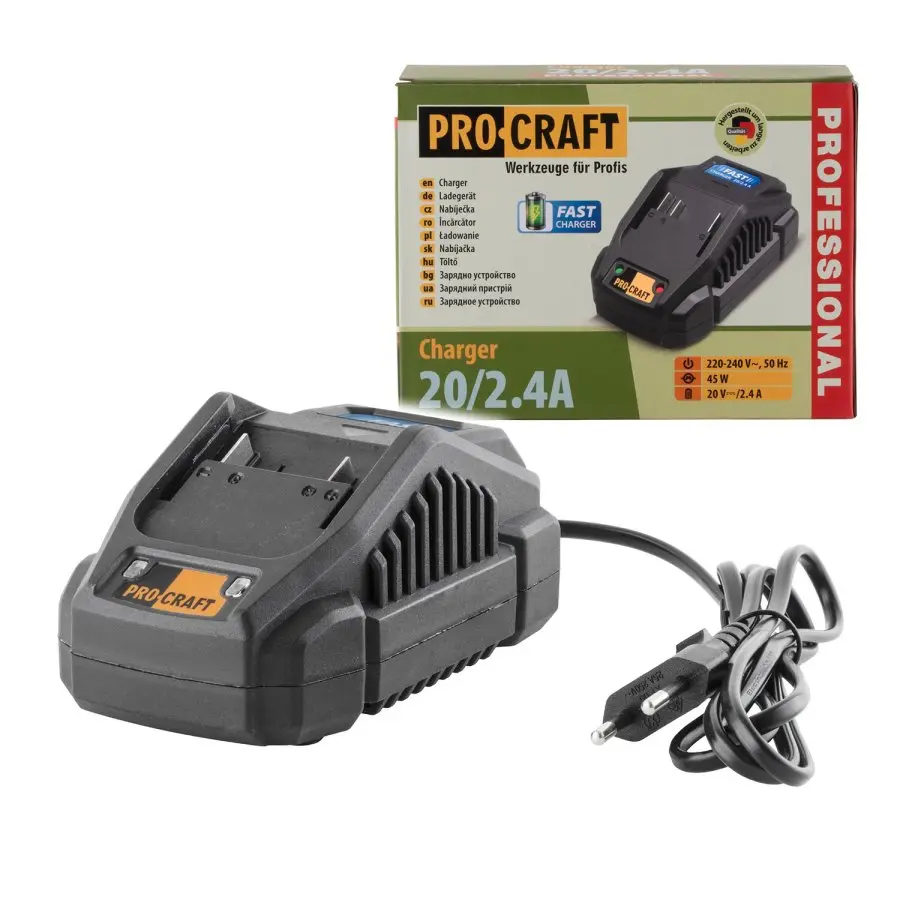 Nabíječka pro 20V Li-ion baterie Procraft 20/2.4А Fast Charge | 20/2.4A 20/2.4A