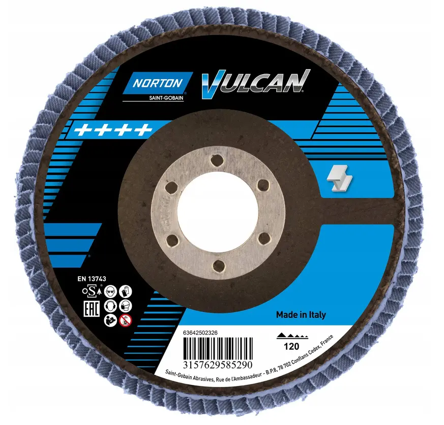 NORTON VULCAN 125x22.2 P120 lamelový kotouč na ocel a nerez 63642502326