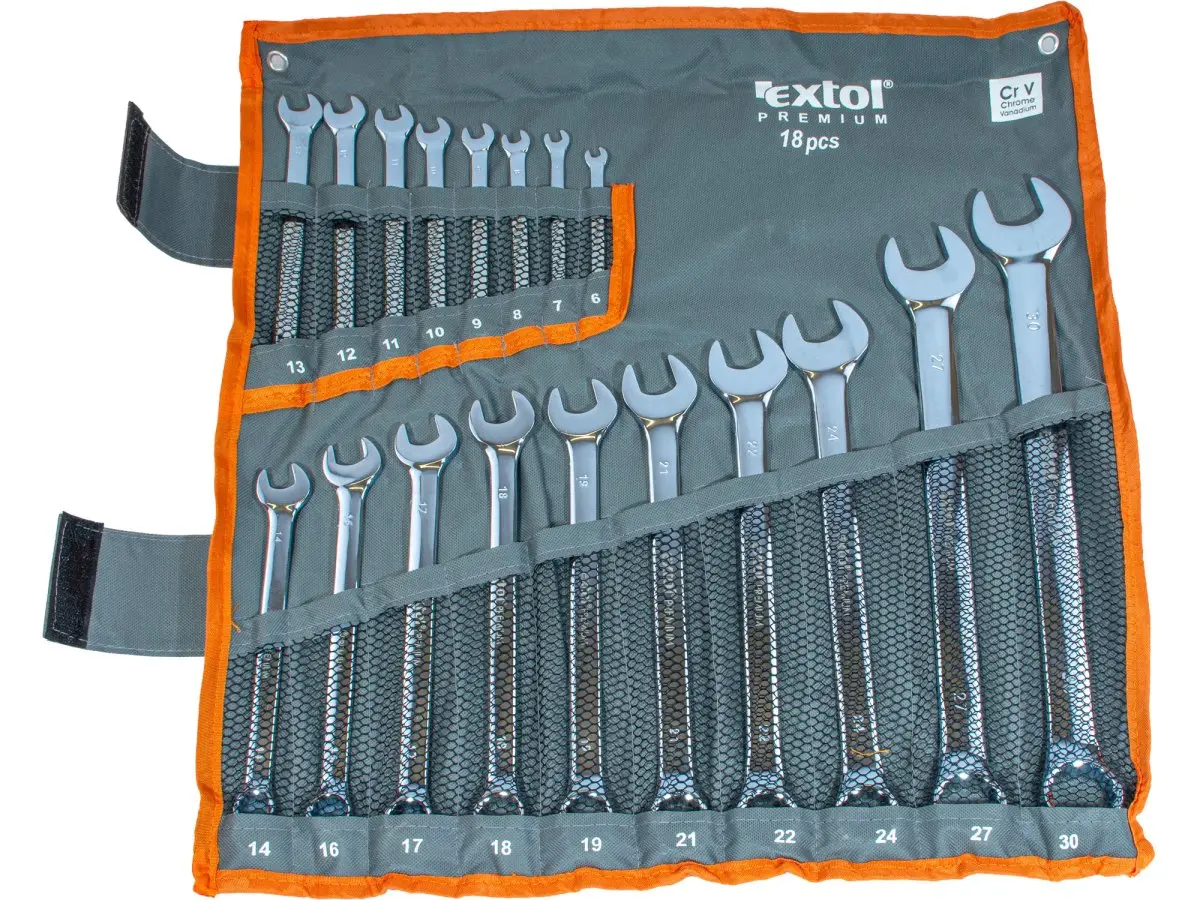 EXTOL PREMIUM 8816052 sada klíčů očkoplochých 6-30mm EXTRA dlouhé 18ks CrV