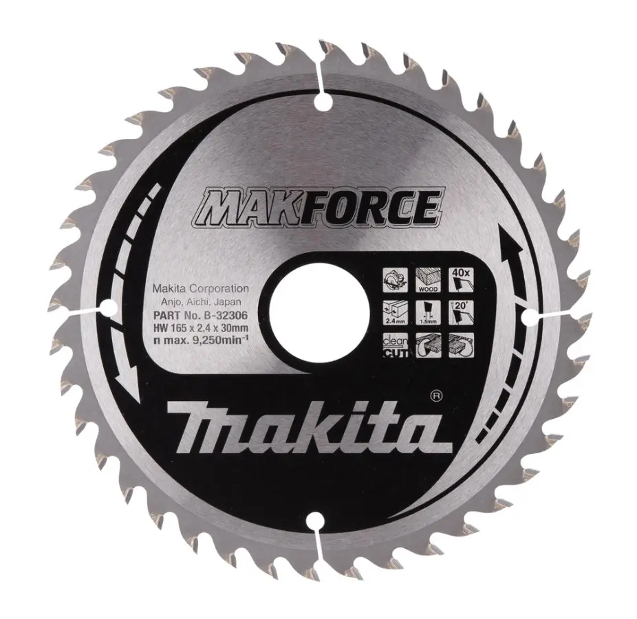 MAKITA B-32306 kotouč pilový 165x2,4x30mm 40z vidiový 20° MAKFORCE (old B-08436)