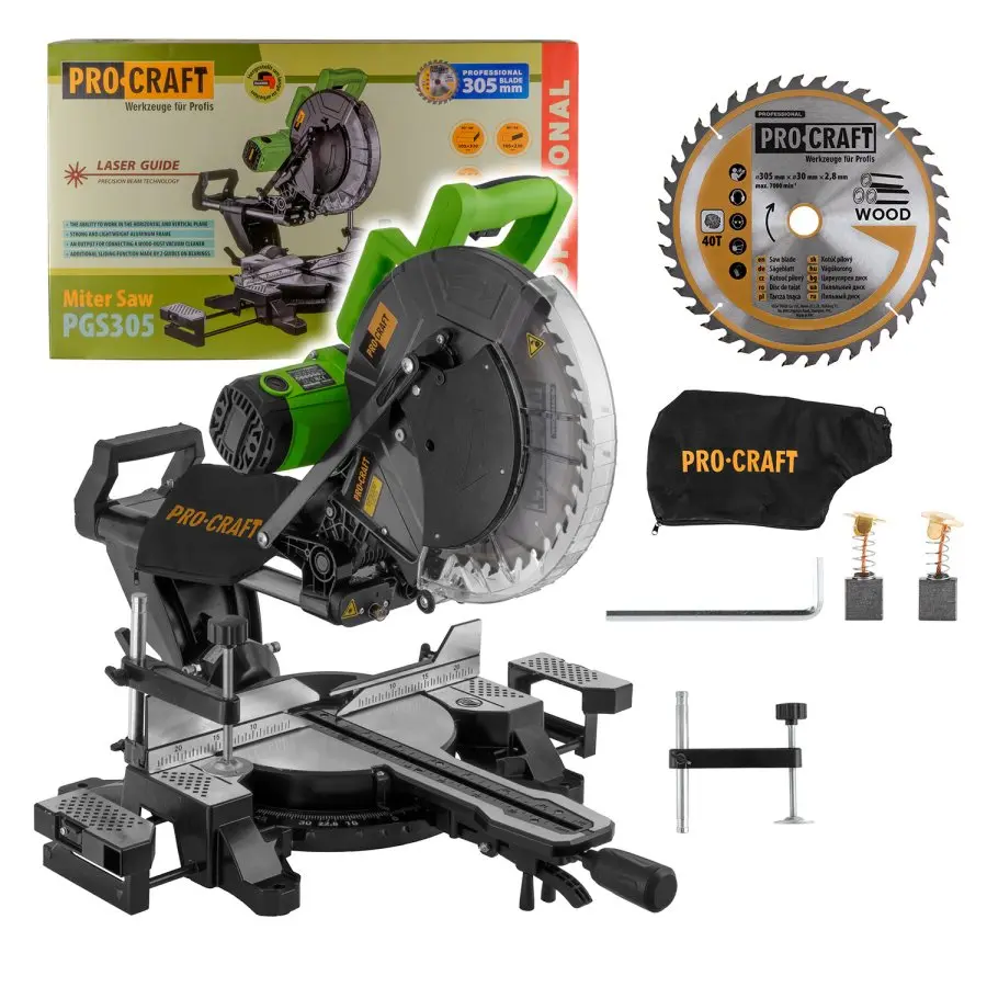 PROCRAFT PGS305 pokosová a kapovací pila s pojezdem 305mm 2000W