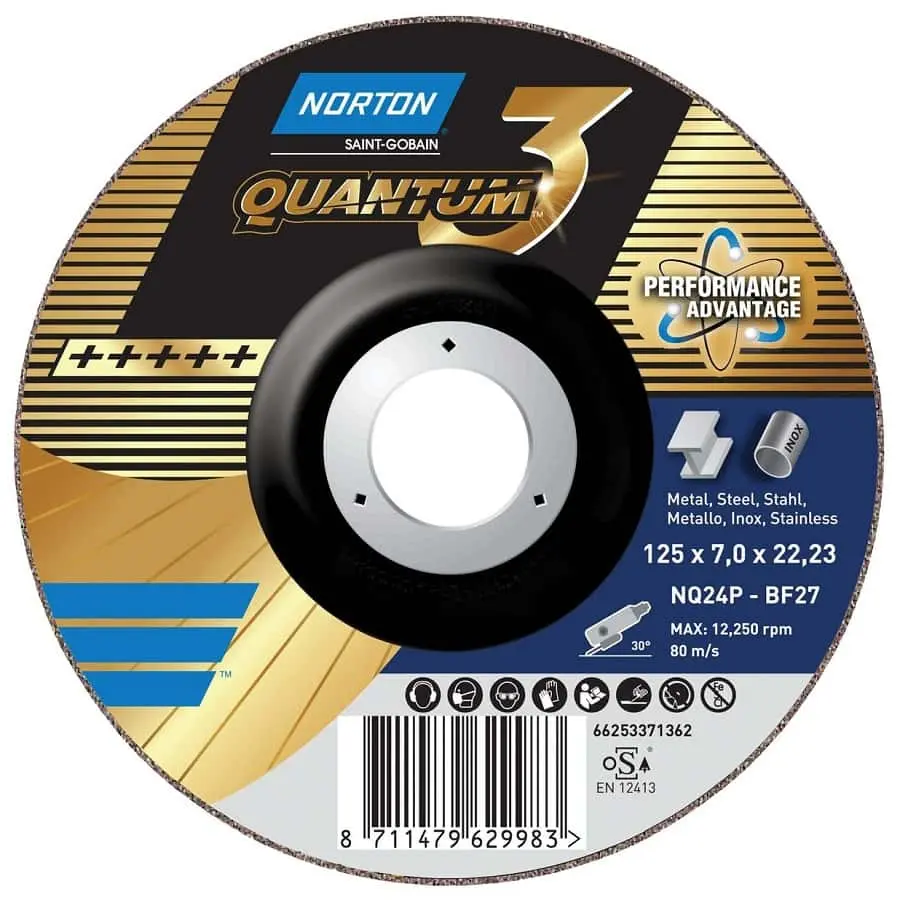 NORTON Quantum3 125 x 7mm PERFORMANCE brusný kotouč na ocel a nerez 66253371362