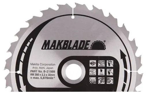 MAKITA B-21989 pilový kotouč 260x2,3X30mm 24Z MAKBLADE=B-33679