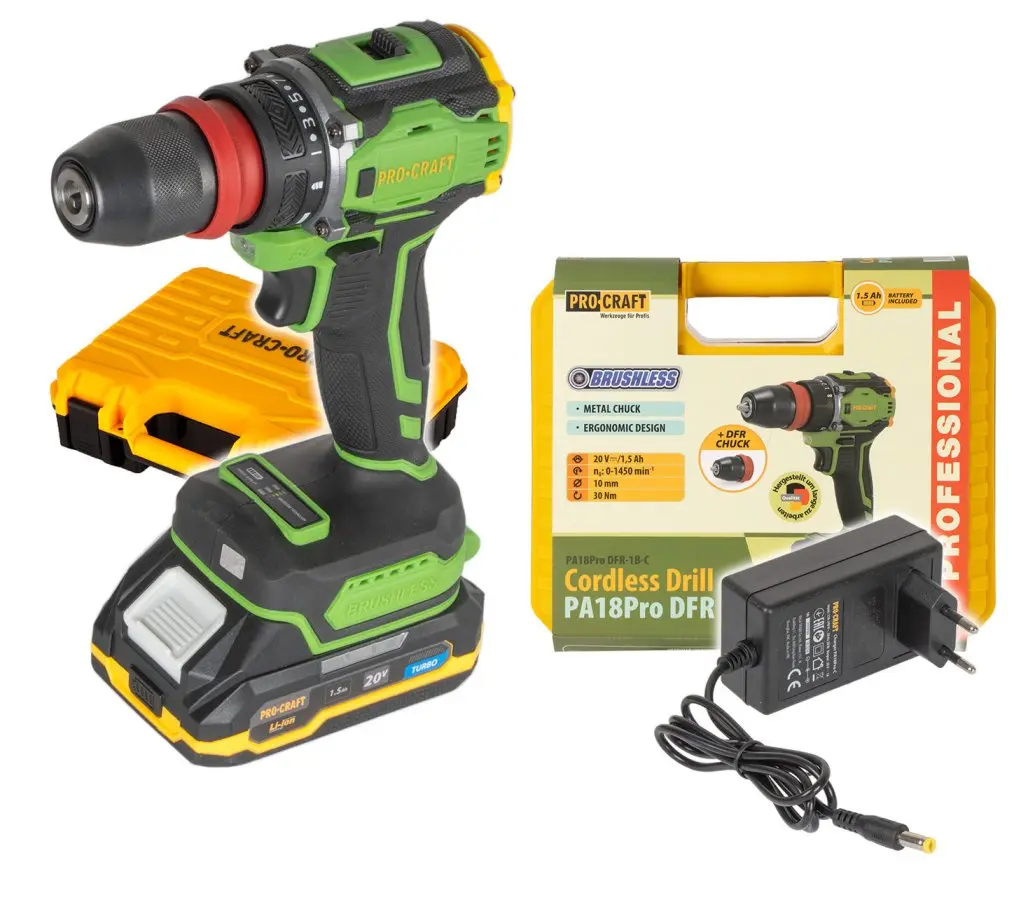 Procraft PA18Pro DFR 20V - akumulátorový šroubovák (s 2,0 Ah akumulátorem a nabíječkou)
