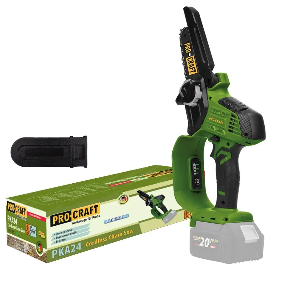 PROCRAFT PKA24 bezuhlíková jednoruční aku řetězová pila 10cm LiIon 20V, bez aku