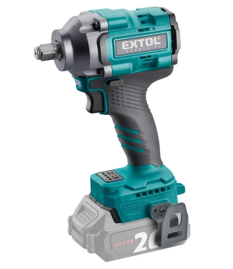 EXTOL INDUSTRIAL Utahovák rázový 1/2" aku SHARE20V, 500Nm, BRUSHLESS, bez baterie a nabíječky 8791815