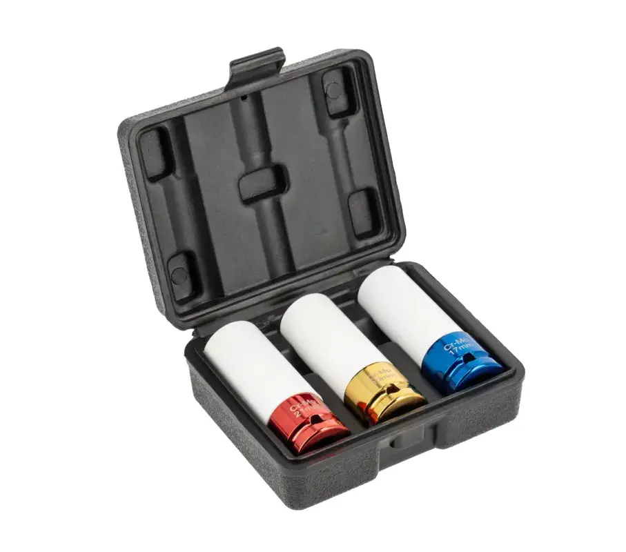 HOGERT HT4R107 sada rázových hlavic na disky kol 1/2“ 17,19,21mm CrMo