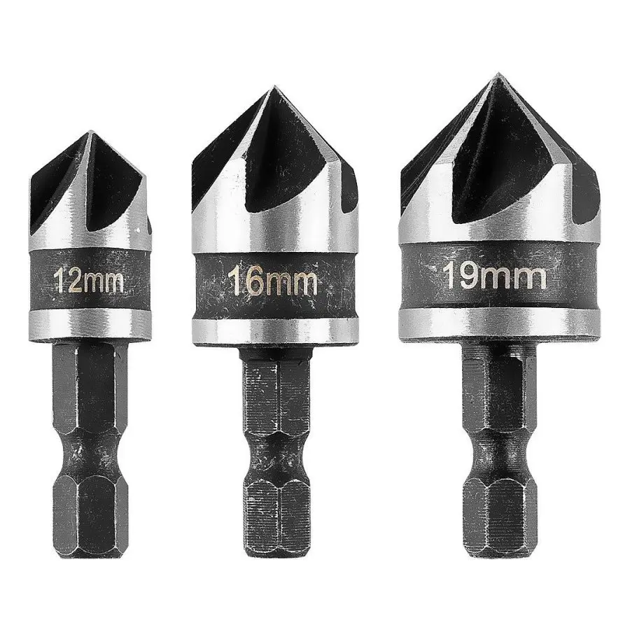GRAPHITE 54T423 sada záhlubníků 12,16,19mm na dřevo, hliník, plasty s šestihrannou stopkou