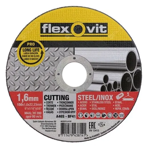 FLEXOVIT PRO 150x1.6mm A46S-BF41 řezný kotouč na nerez a ocel 66252834439