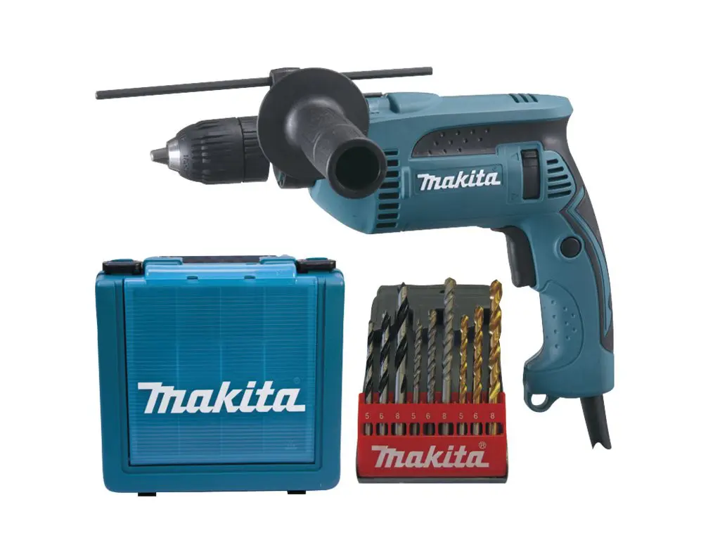 Makita - Příklepová vrtačka 680 W, s příslušenstvím HP1641K1X