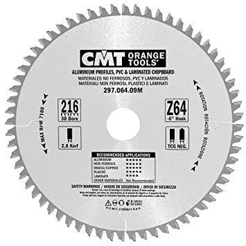 CMT Pilový kotouč na lamino, plast a neželezné kovy D216x2,8 d30 Z64 HM