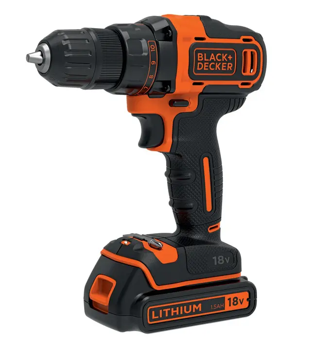 BLACK+DECKER - 18V AKU vrtačka s příklepem, 1x aku 1,5 Ah Li-Ion, nabíječka BDCHD18K-QW