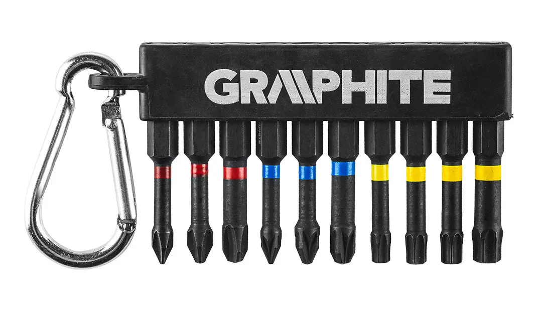 GRAPHITE 56H562 sada torzních rázových prodloužených bitů PH, PZ, TRX, karabina, 10ks