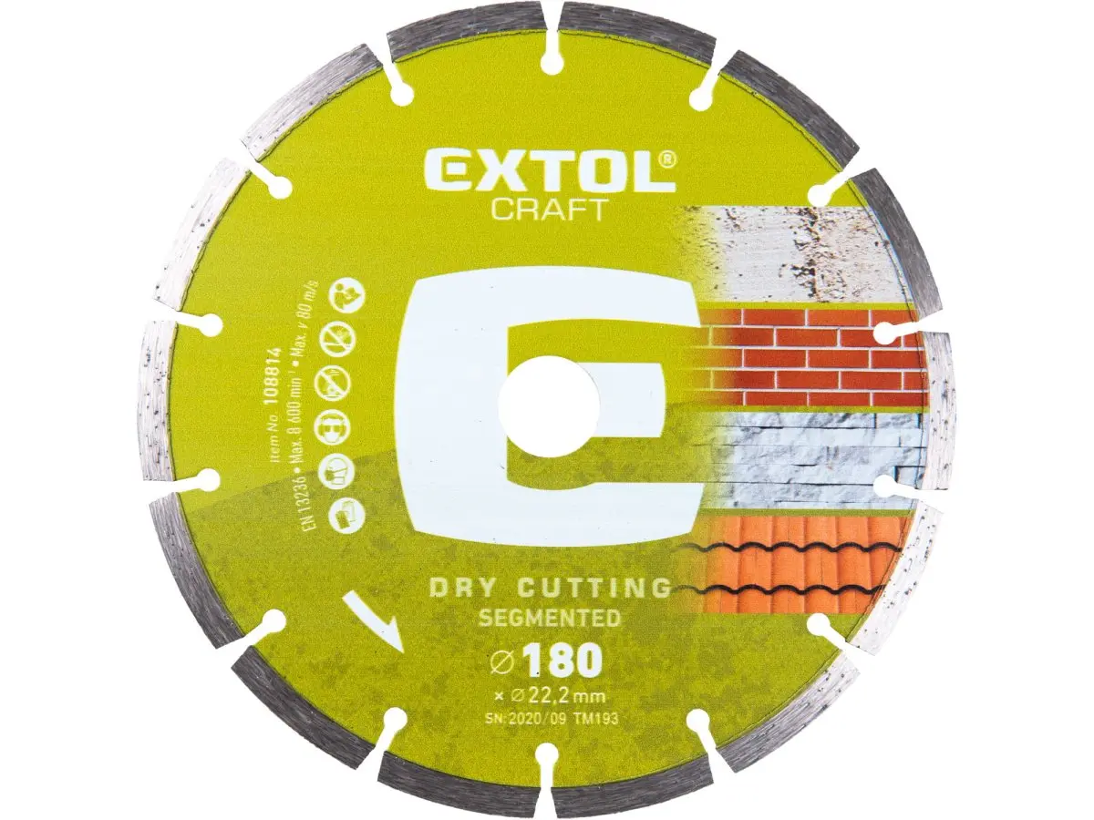 Diamantový segmentový kotouč na suché řezání EXTOL CRAFT ø 180x22,2 mm
