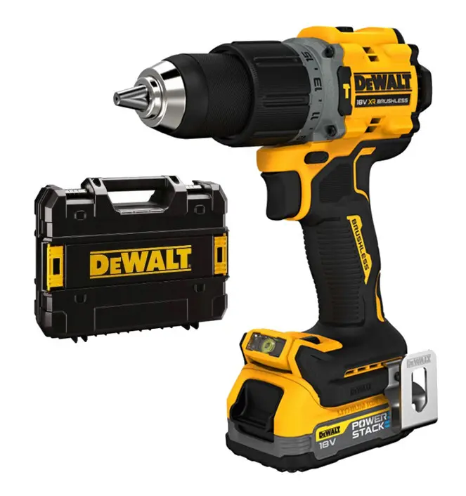 DeWALT DCD805E1T příklepová bezuhlíková aku vrtačka XR POWERSTACK LiIon 18V 1x1,7Ah