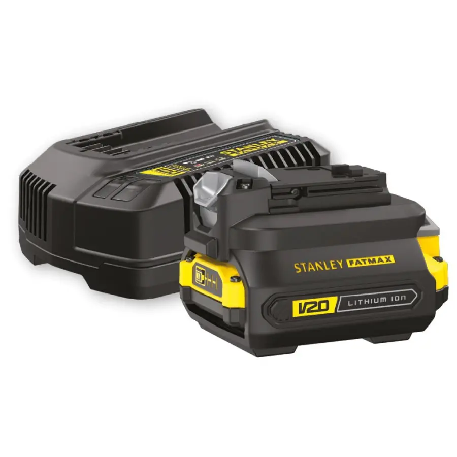 Stanley - Sada 2A nabíječky, 1x aku 18 V Li-Ion 2,0 Ah a adaptéru SFMCB121D1-QW