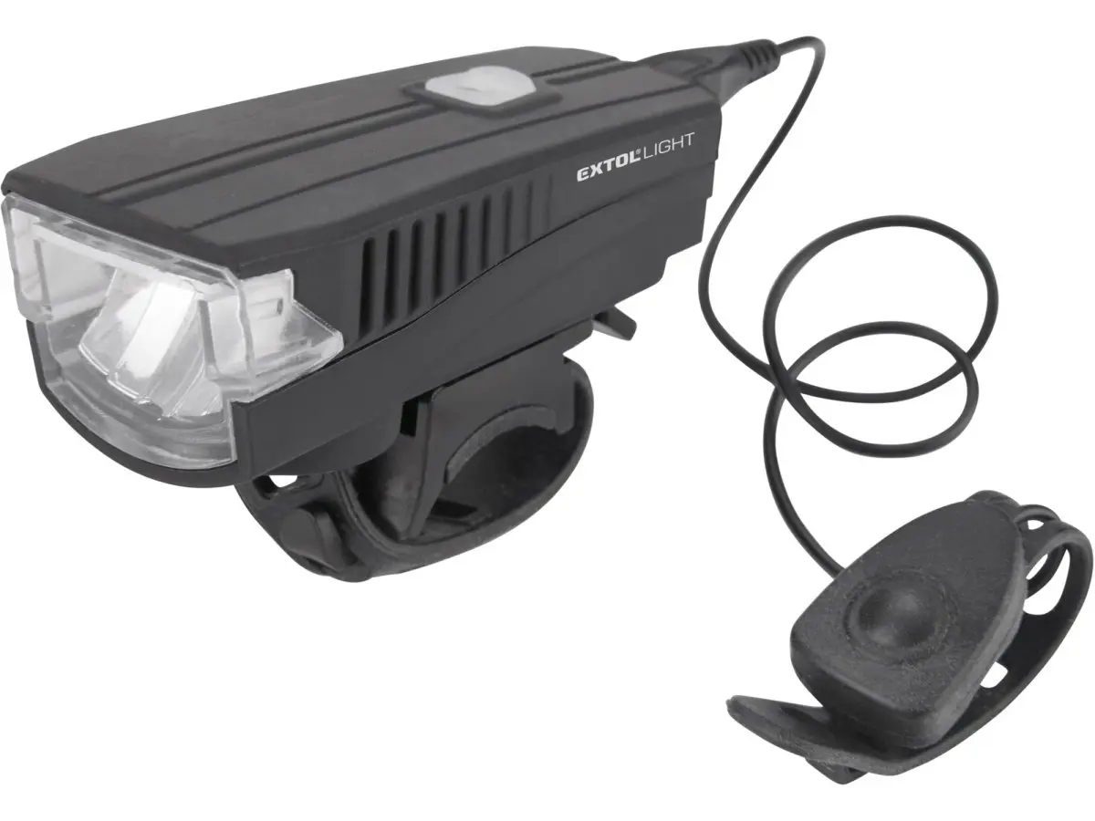 EXTOL LIGHT Světlo bílé na kolo 350lm, USB nabíjení, klakson, 5W LED 43137