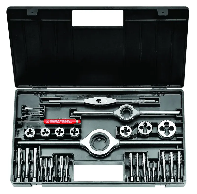 BUČOVICE TOOLS NAREX Bučovice kazeta M1-II LEVÉ HSS LH (M3-M12) sadové závitníky + očka 350120