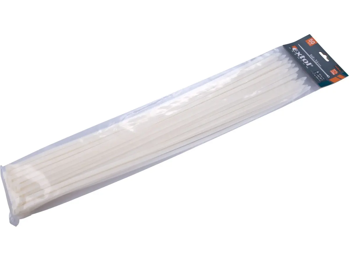 EXTOL PREMIUM 8856122 pásky na vodiče bílé, 540x7,6mm, 50ks, nylon