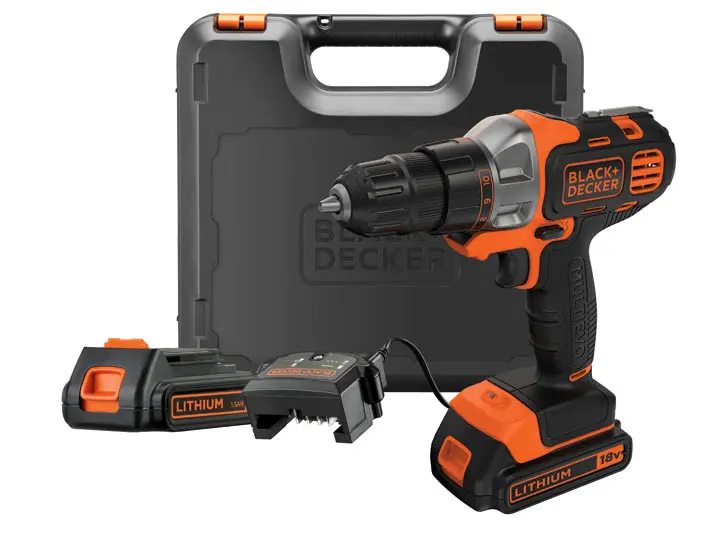 BLACK+DECKER - 18V AKU multifunkční vrtací šroubovák, 2x aku 1,5 Ah Li-Ion, nabíječka MT218KB-QW