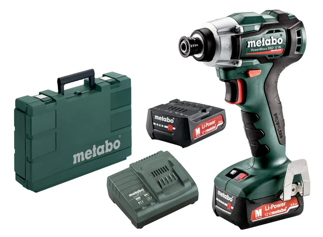 METABO PowerMaxx SSD 12 BL aku rázový utahovák bezuhlíkový 2x 2Ah LiIon 601115500