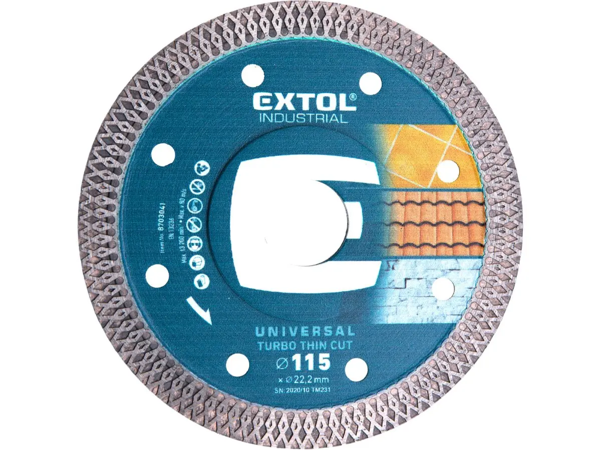Diamantový segmentový kotouč na suché/mokré řezání EXTOL INDUSTRIAL Thin Cut ø 115x22,2 mm