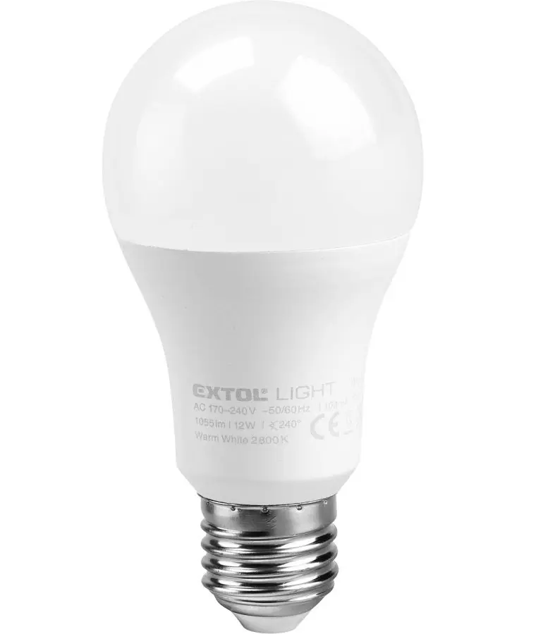EXTOL LIGHT žárovka LED klasická, 9W, 800lm, E27, teplá bílá 43003