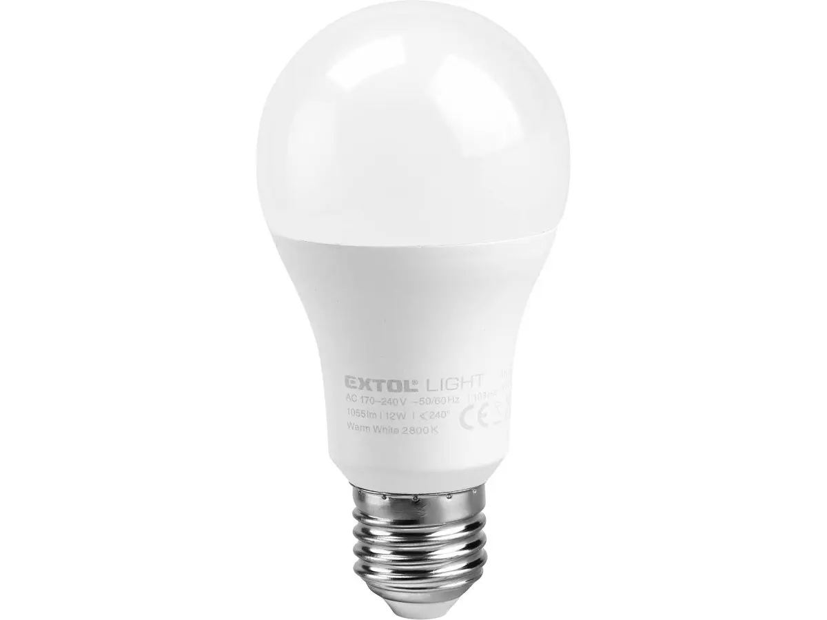 EXTOL LIGHT žárovka LED klasická, 12W, 1055lm, E27, teplá bílá 43004