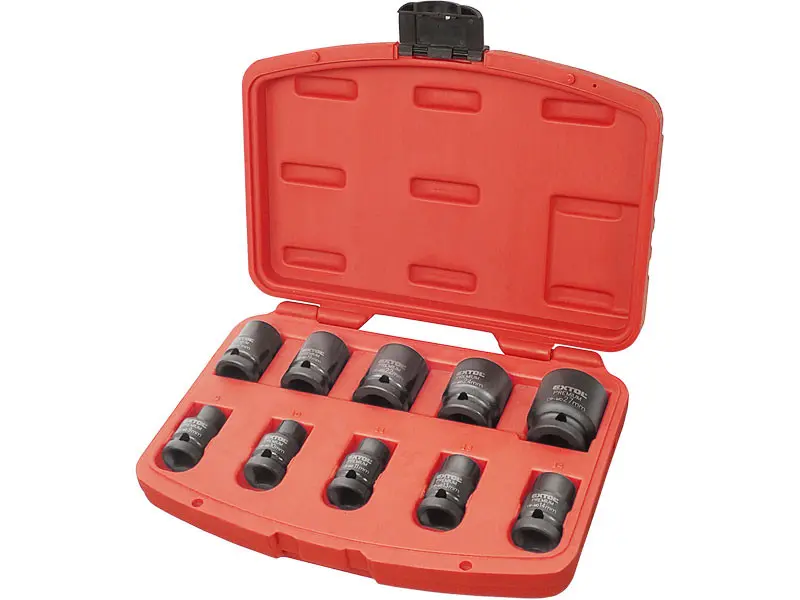 EXTOL PREMIUM 8818131 hlavice nástrčné rázové sada 10ks, 1/2", 9-27mm, CrMoV