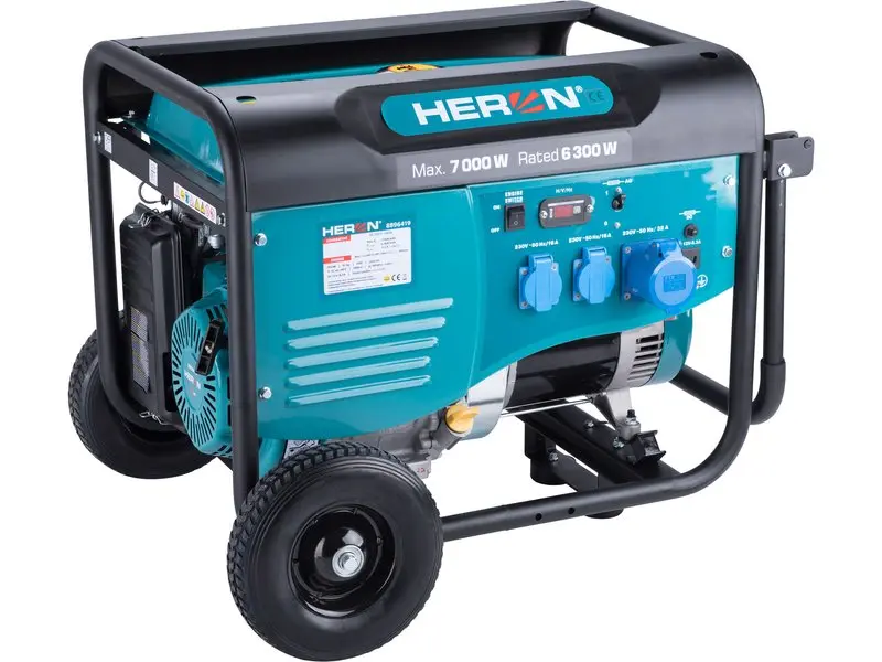 HERON 8896419 elektrocentrála benzínová 7 kW, s podvozkem