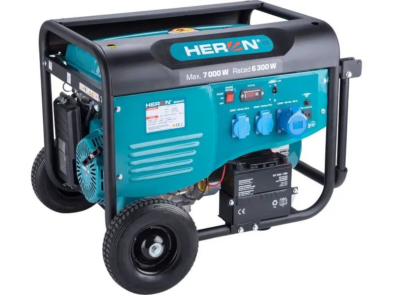 HERON 8896421 elektrocentrála benzínová 7 kW, s el. startem a podvozkem