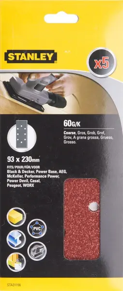 STANLEY STA31156 93x230mm K 60 brusný papír děrovaný, bal. 5ks