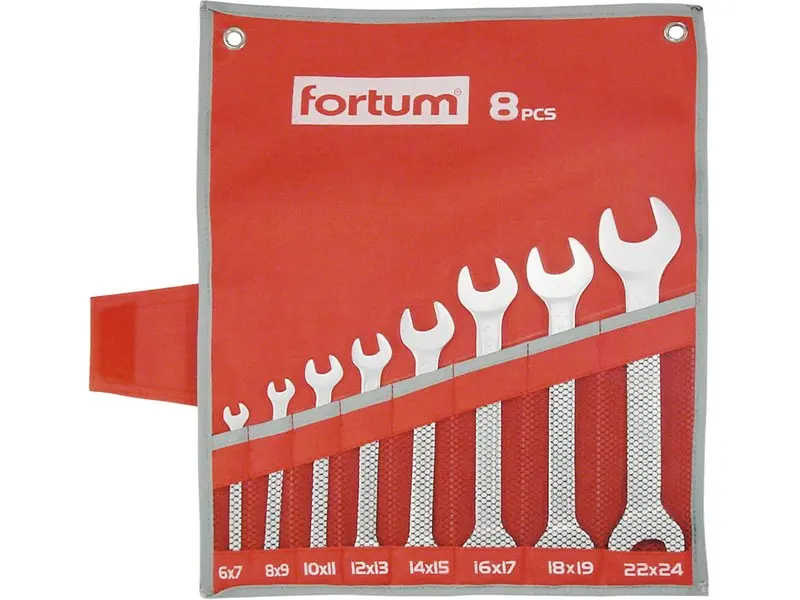 Sada plochých klíčů (8ks) FORTUM 61CrV5 6-24 mm