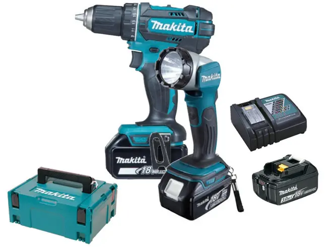 Makita - 18V AKU sada vrtačky a LED svítilny, 3x aku Li-ion LXT 3,0 Ah, nabíječka DDF482RFJ1