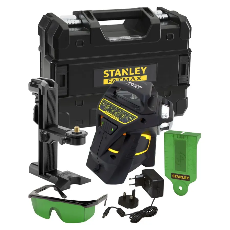 Stanley - Čárový laser s příslušenstvím, zelený, dosah 50 m, integrovaná baterie, nabíječka FMHT1-77356