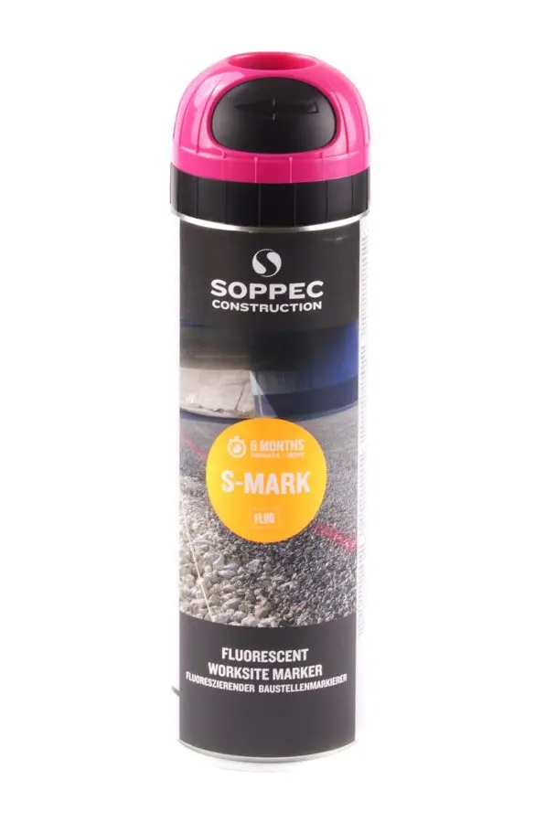 SOPPEC 141925E RŮŽOVÝ značkovací sprej S-MARK FLUO 6 měsíců 500 ml fluorescentní