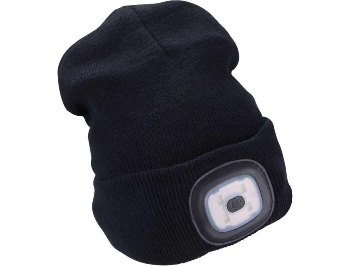 EXTOL LIGHT čepice s čelovkou 4x45lm, USB nabíjení, černá, univerzální velikost 43199