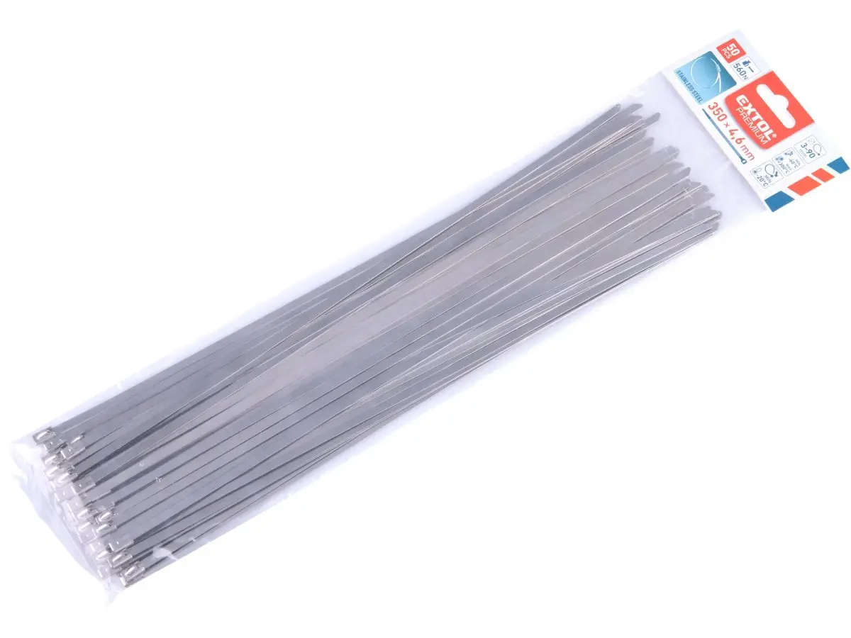 Stahovací pásky 350 x 4,6 mm nerezové, sada 50 ks - EXTOL PREMIUM EX8856278