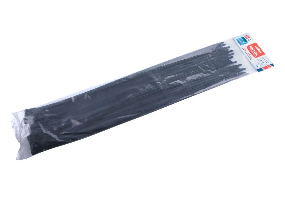 EXTOL PREMIUM 8856176 pásky stahovací na kabely černé, 600x8,8mm, 50ks, nylon